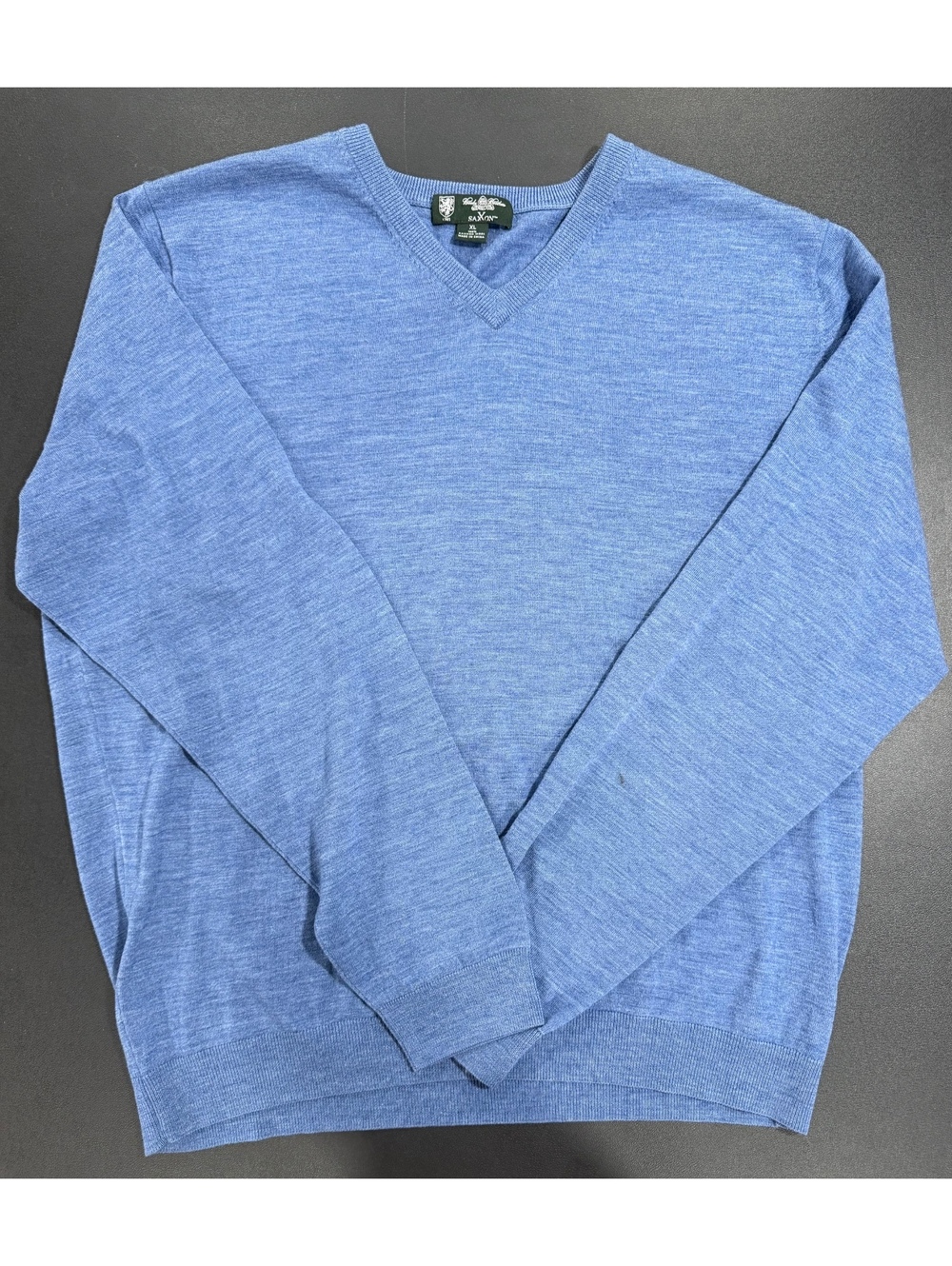 Brooks Brothers SaxXon 100% Wool V-Neck Sweater Men's XL Blue